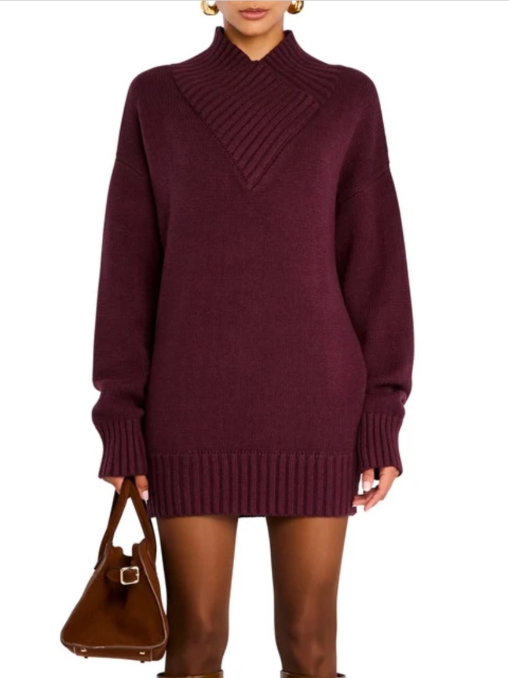 SER.O.YA Burgundy Knit Sweater Dress Size XS